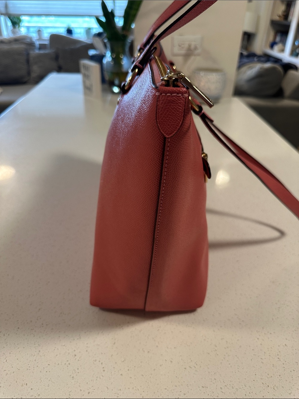 Coach Coral Pink Saffiano Leather Tote with Front Zip - Picture 7 of 11